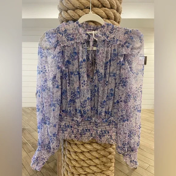 **NWT** Free People Sheer flower blouse - Picture 1 of 5